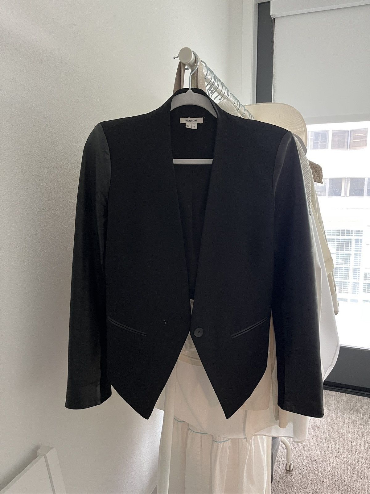 Helmut Lang Helmut Lang half leather blazer jacket Size XS / US 0-2 / IT 36-38 - 1 Thumbnail