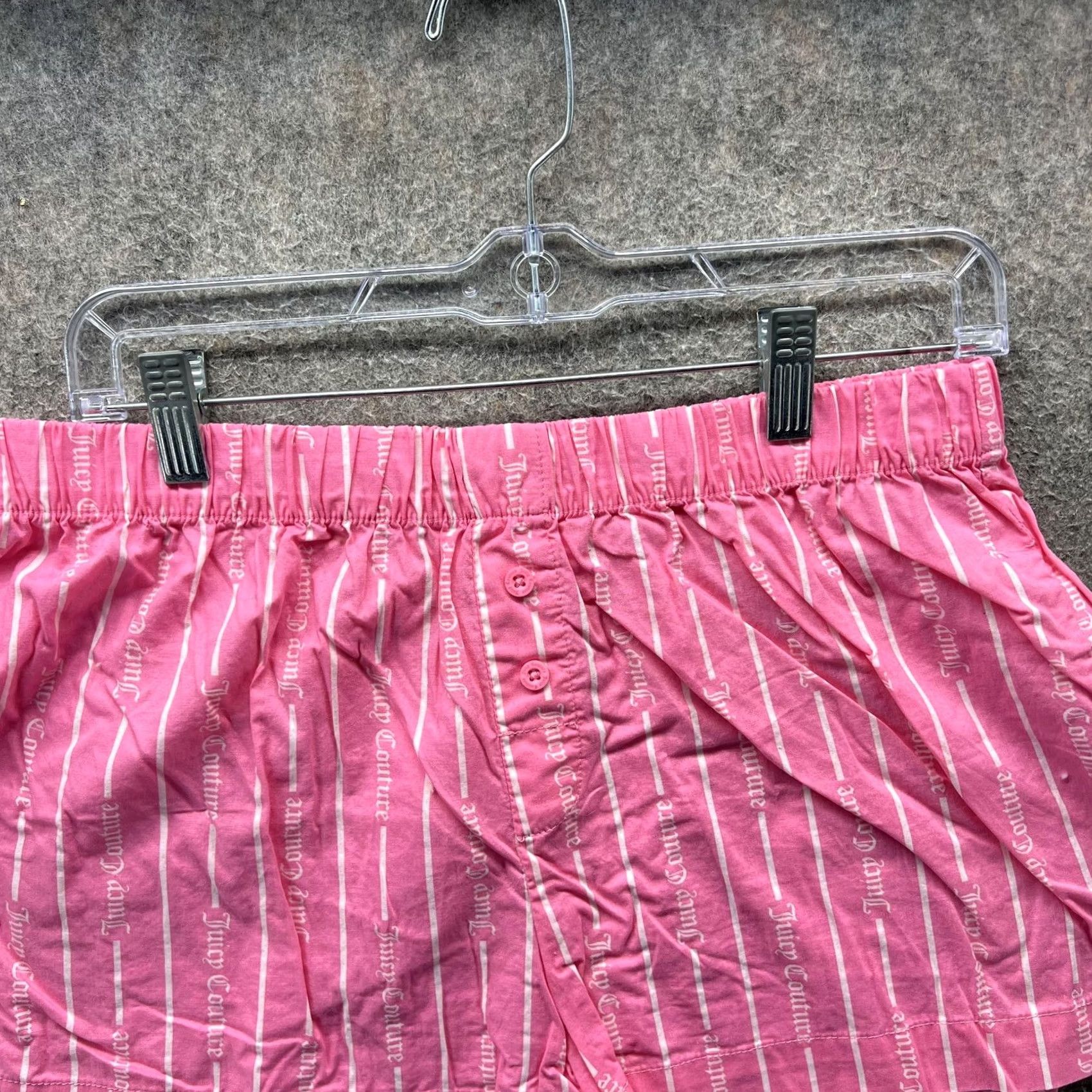 Juicy Couture Juicy Couture Sleep Shorts Womens Medium Pink Striped Logo Print Lounge Size 32" / US 10 / IT 46 - 4 Thumbnail