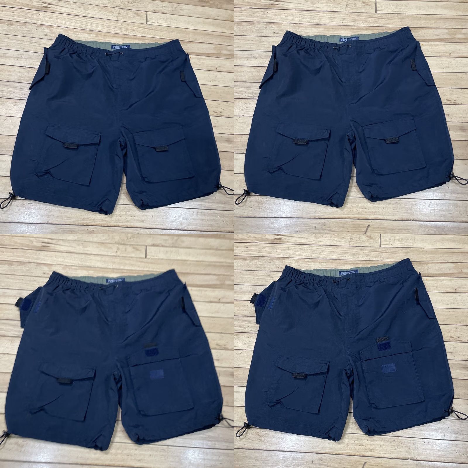Vintage VINTAGE NAVY FIRST UNION Nylon Cargo Shorts Navy Blue Elastic Waist & Elastic Cinch Knee UAE Size US 33 - 9 Thumbnail