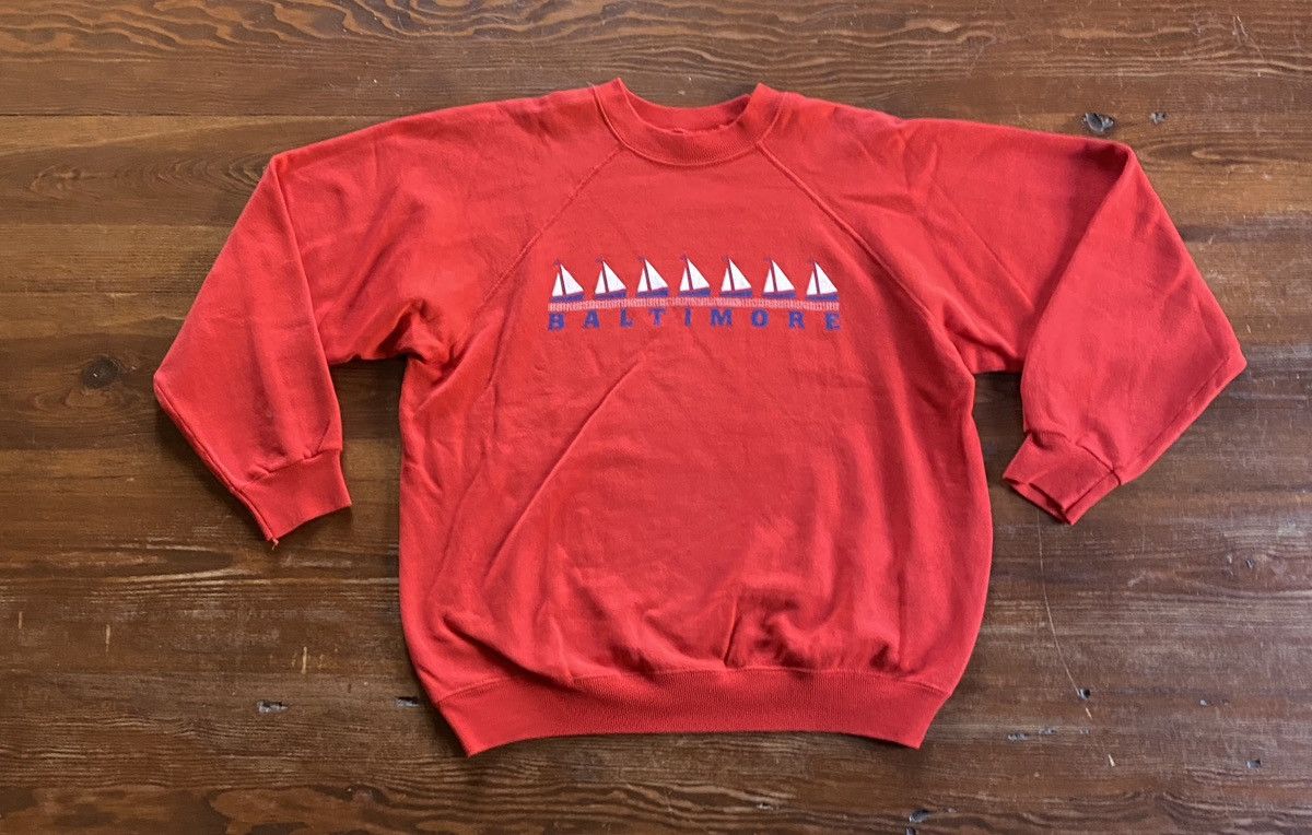 Hanes Vintage 80’s Baltimore Sailboats Raglan Crewneck Sweatshirt Size US M / EU 48-50 / 2 - 2 Thumbnail