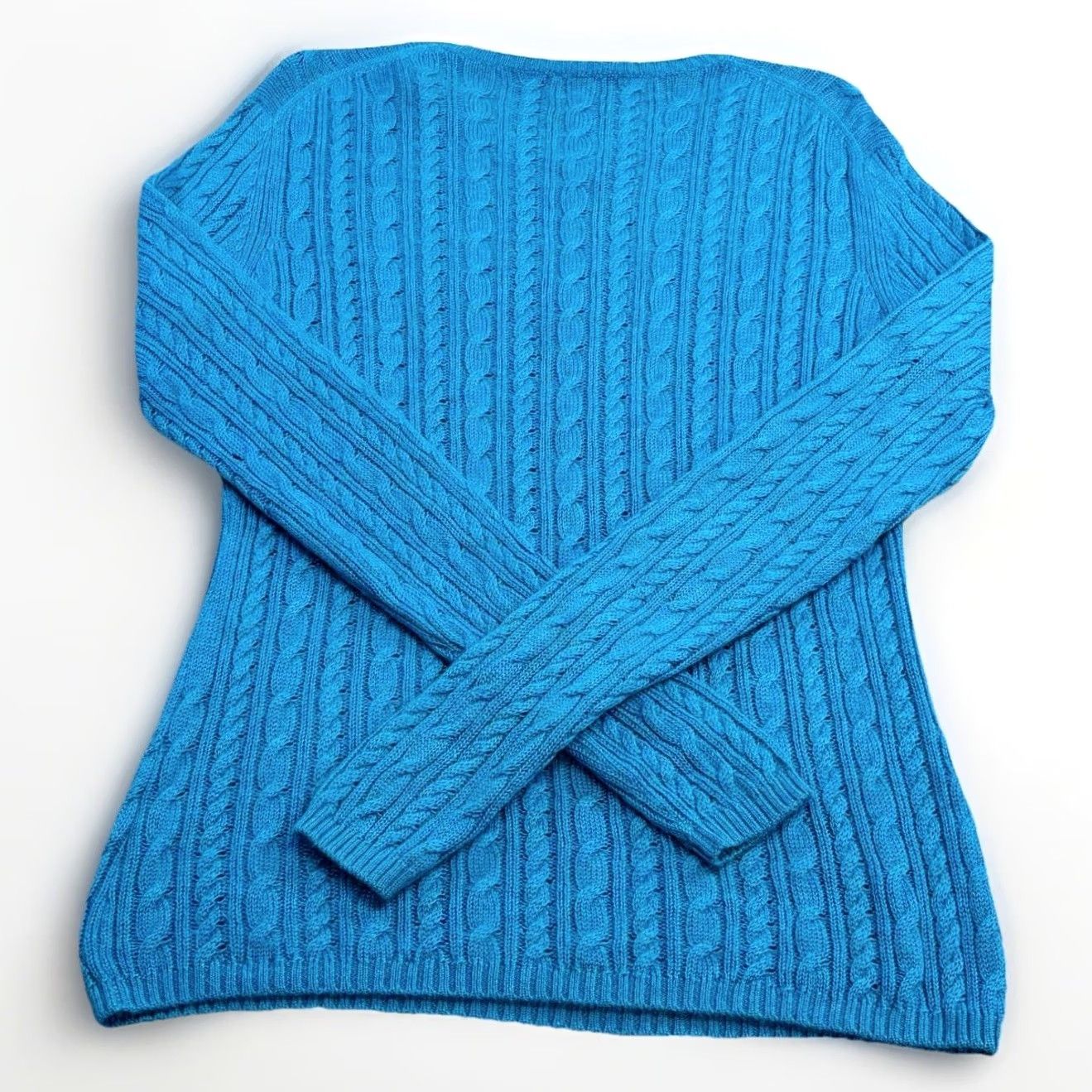 Peter Millar Peter Millar Jumper 100% Cashmere Cable-Knit Medium Women’s Teal Blue Pullover (Crew Neck, Long Sleeve) Size M / US 6-8 / IT 42-44 - 2 Thumbnail