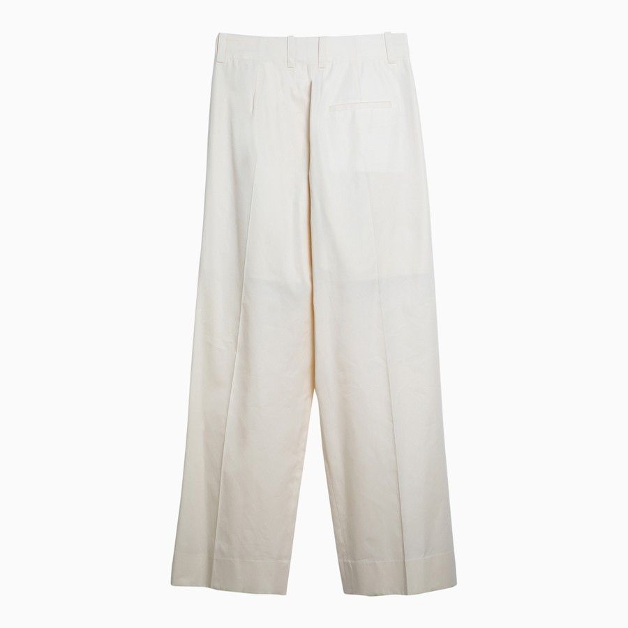 Bottega Veneta o1d2blof0824 SilK Trousers in Beige Size 27" / US 4 / IT 40 - 2 Thumbnail