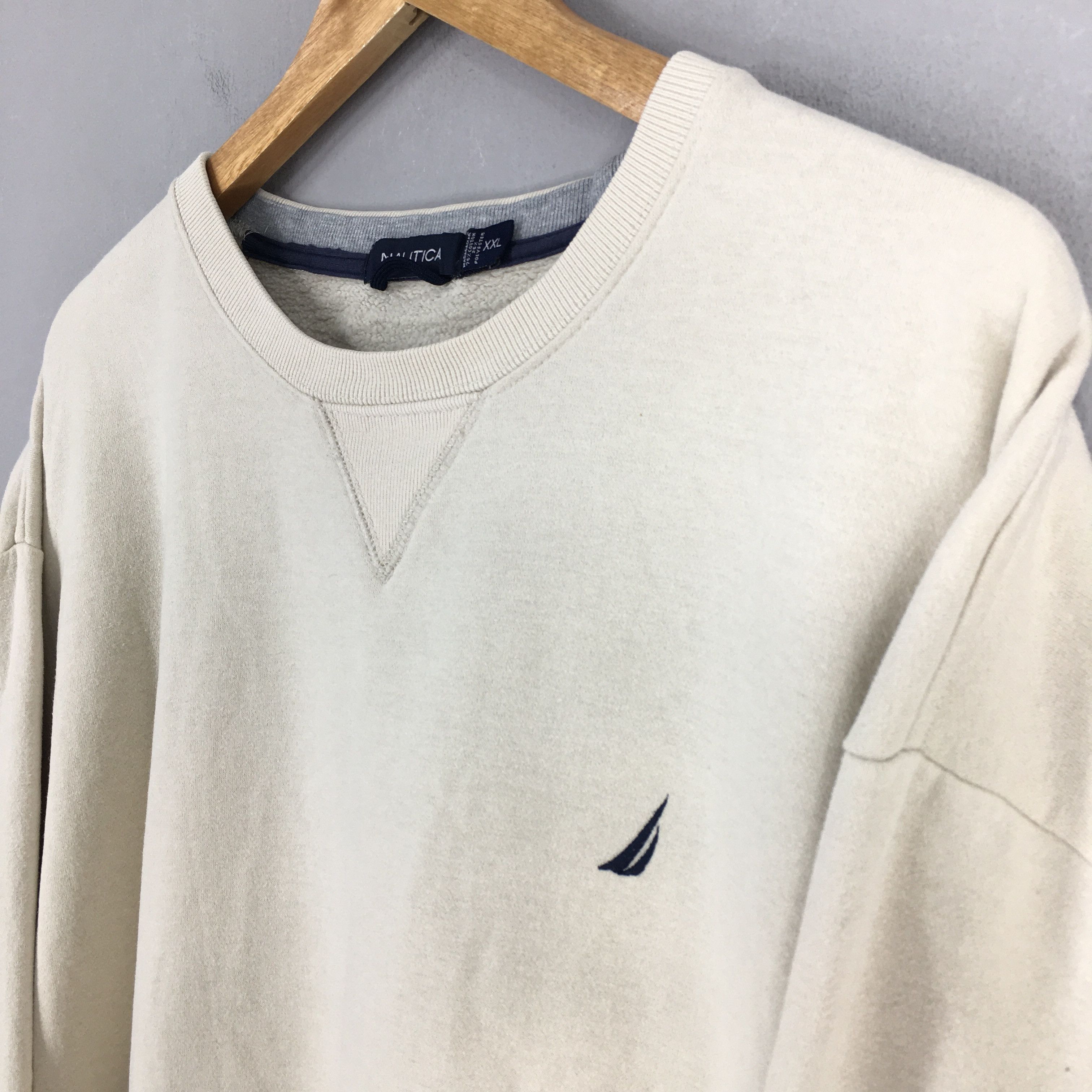Nautica × Vintage Vintage 90's Nautica Cream Sweatshirt XXLarge Size US XXL / EU 58 / 5 - 3 Thumbnail