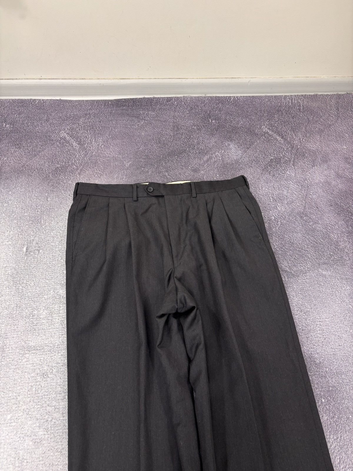 Corneliani Corneliani Men’s Charcoal Black Pleated Wool Dress Pants Size US 36 / EU 52 - 5 Thumbnail