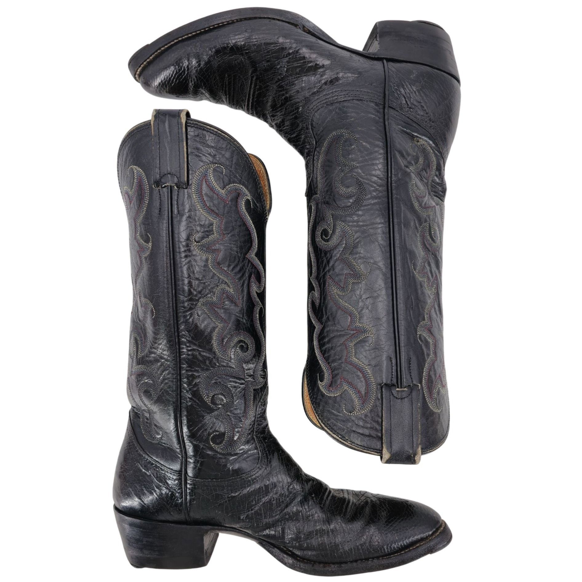 Nocona Boots Vintage Nocona Exotic Black Ostrich Leather Cowboy Boots 8.5 Size US 8.5 / EU 41-42 - 4 Thumbnail