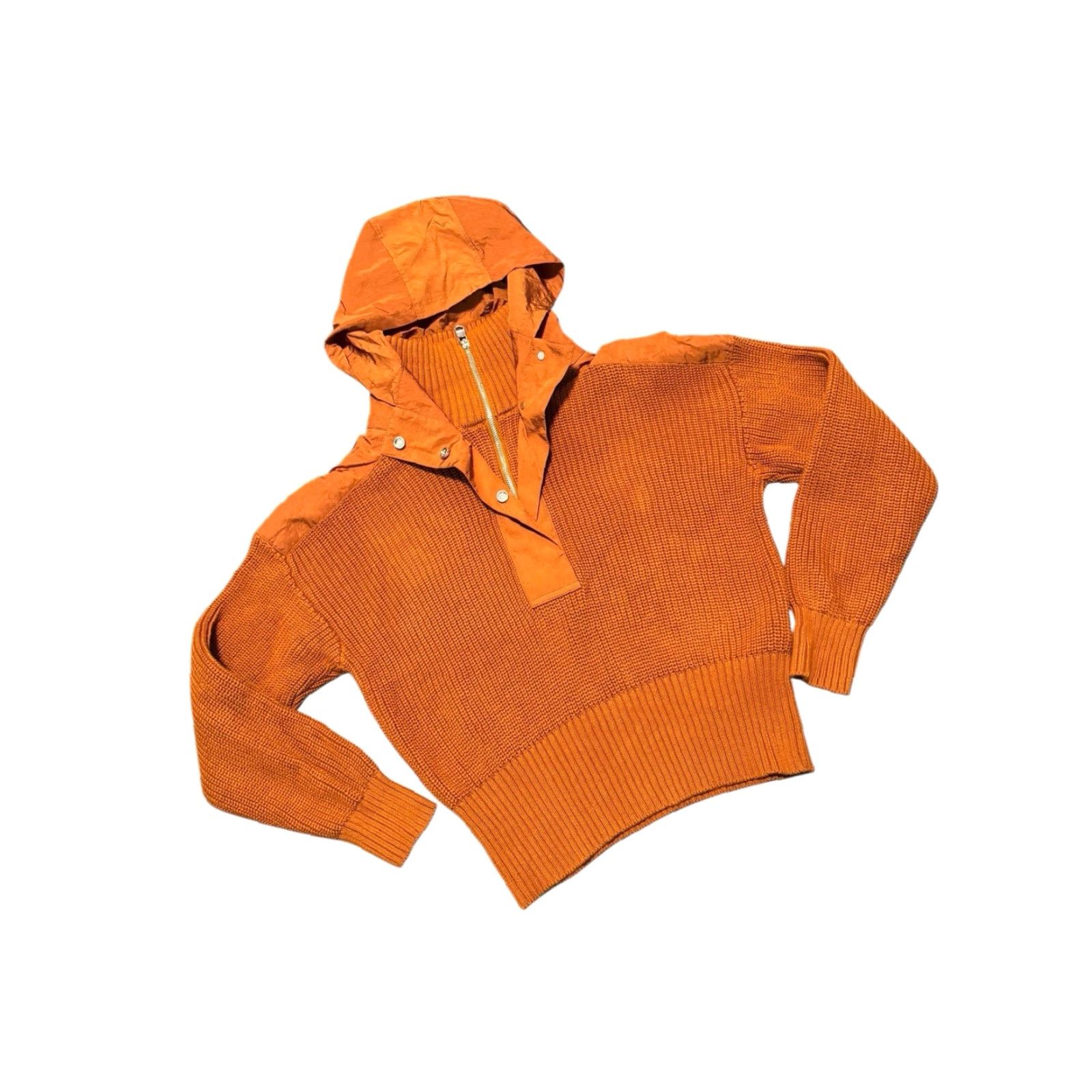 Varley VINTAGE Varley Carter Half Zip Knit- Caramel Cafe Mix XS Women Sweater Pullover Orange Cotton, Polyamide Knit Slim, Regular Fits Size XS / US 0-2 / IT 36-38 - 5 Thumbnail