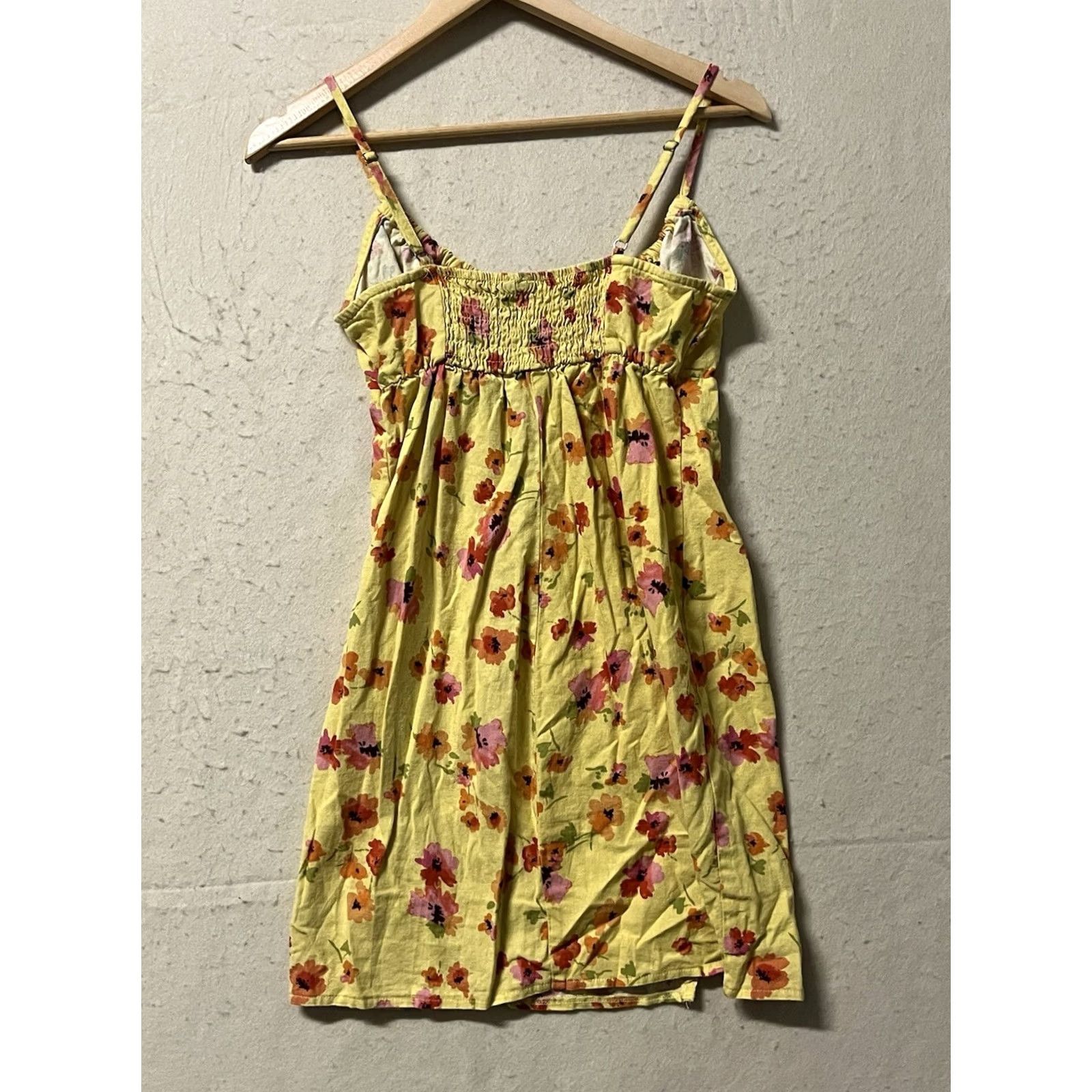 Vintage Wild Fable Yellow Floral Dress linen blend adjustable straps size S Women Size S / US 4 / IT 40 - 2 Thumbnail