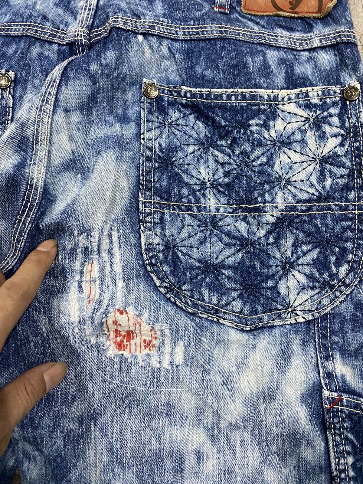 If Six Was Nine Japanese Brand Patchwork Acid Wash Denim Size US 31 - 14 Thumbnail