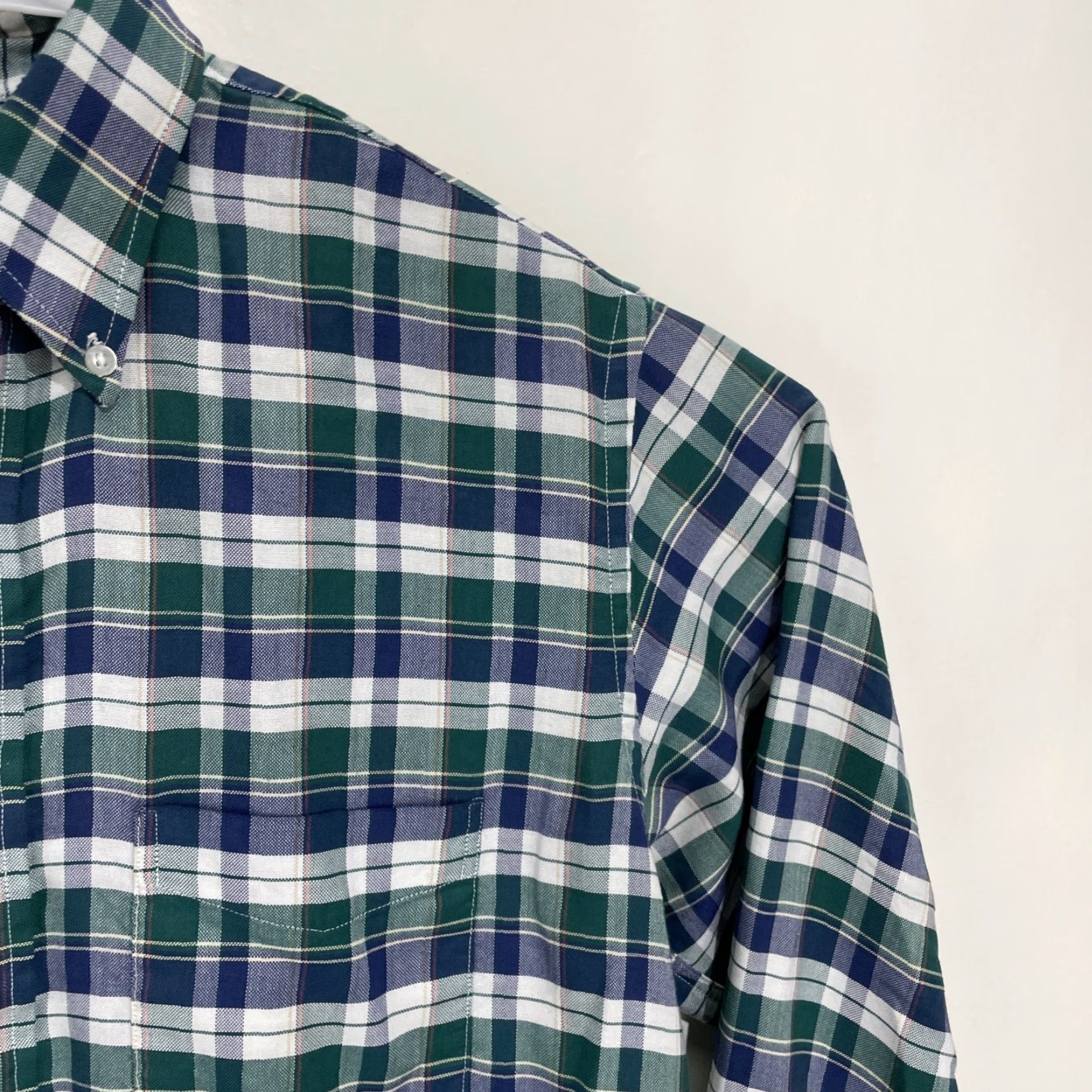 Vintage VINTAGE LL Bean 15 1/2 35 Green Blue Plaid Single Needle Tailored Shirt USA Size US L / EU 52-54 / 3 - 5 Thumbnail