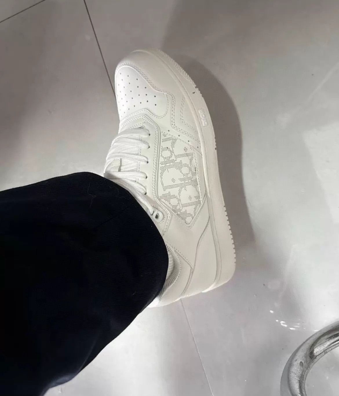 Dior DIOR Women's White Leather Sneakers 36 Embossed Cutout Size US 5.5 / IT 35.5 - 8 Thumbnail