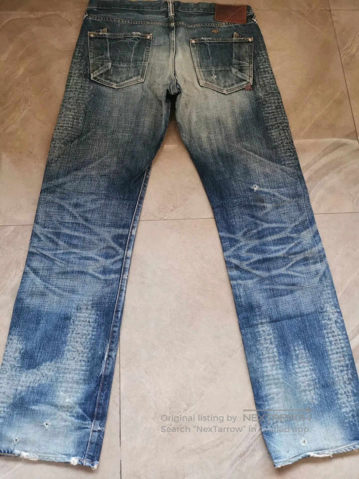 Visvim Acid-Washed Distressed Blue Denim Jeans. Size US 34 / EU 50 - 2 Thumbnail
