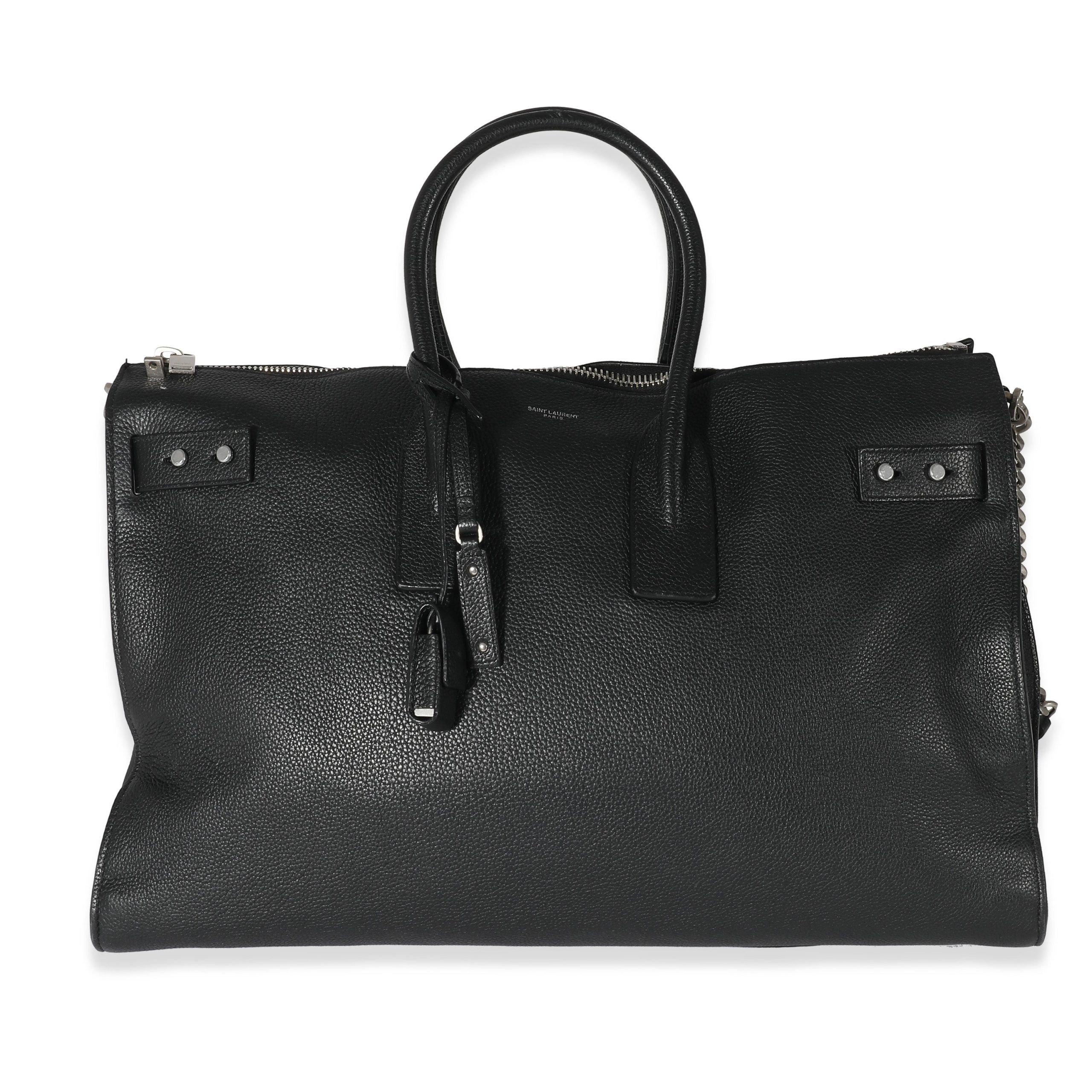 Saint Laurent Black Grained Calfskin Sac De Jour 48H Duffle
