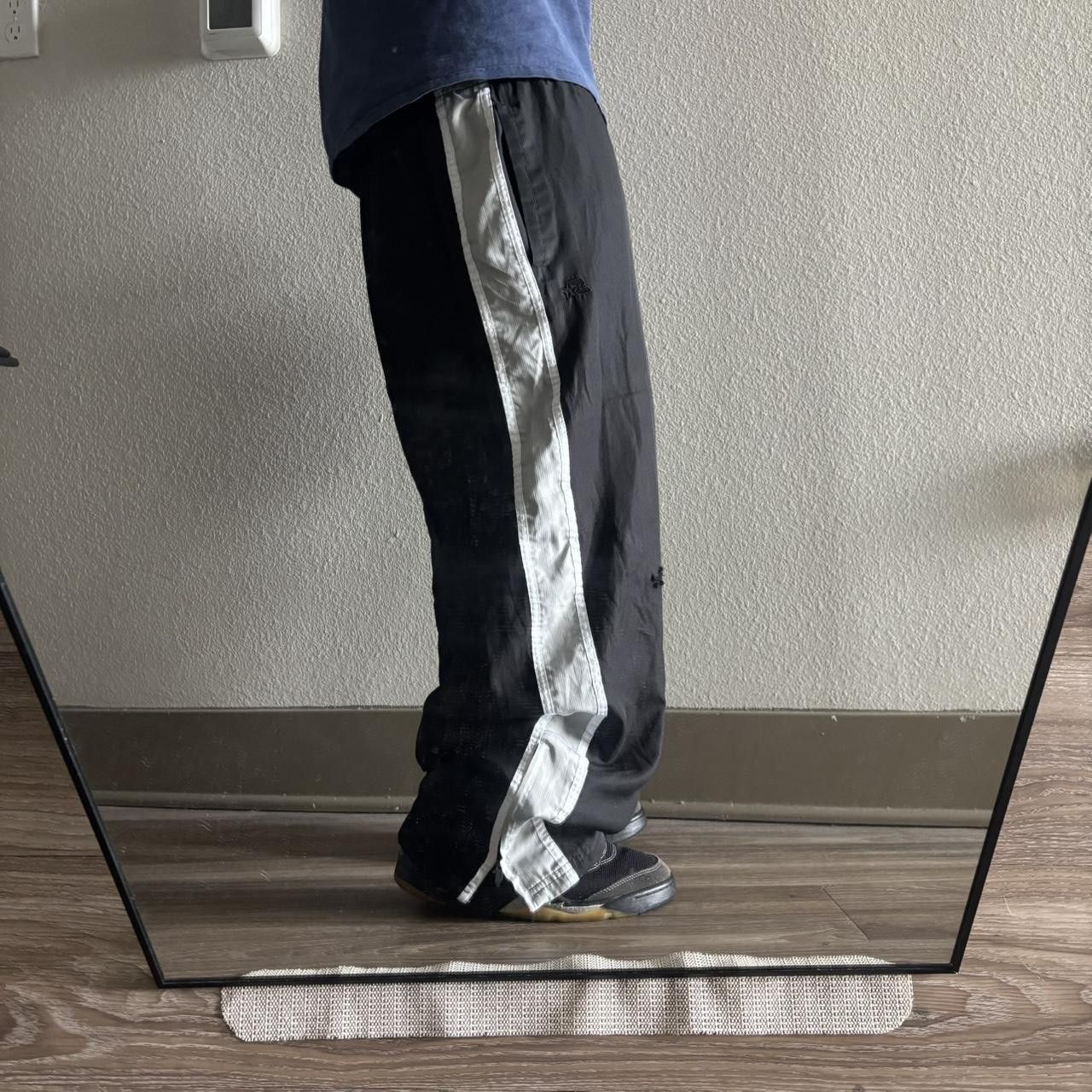 Starter Crazy Vintage Y2K/2000s Baggy Black Grey Striped Starter Streetwear Track Pants! Size L Size US 34 / EU 50 - 1 Thumbnail