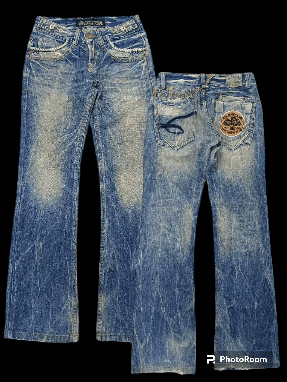 Japanese Brand FLARE SiCK RED PAPPERS DENIM PANTS Size US 27 - 1 Thumbnail