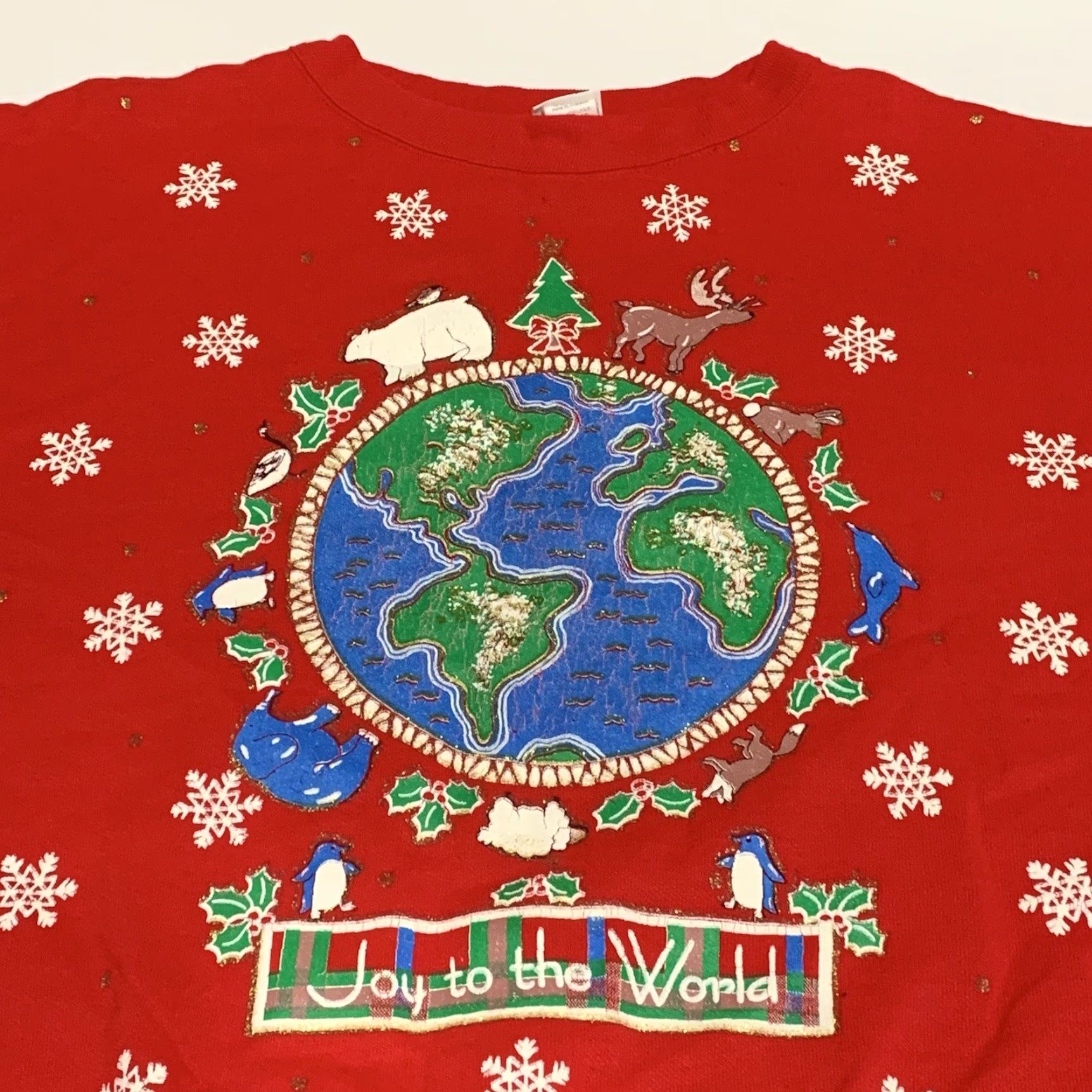 Vintage VINTAGE Holiday Time Christmas Sweatshirt Joy To The World Women’s Large L Red Green Gold Mens Girls Womens Size L / US 10 / IT 46 - 2 Thumbnail