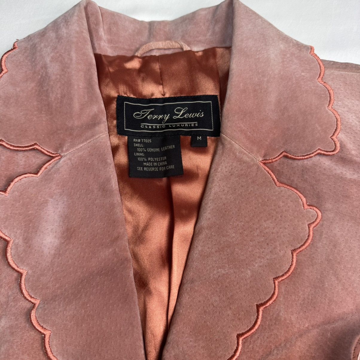 Vintage vtg 90s terry lewis pink suede jacket medium scallop trim Size M / US 6-8 / IT 42-44 - 8 Thumbnail