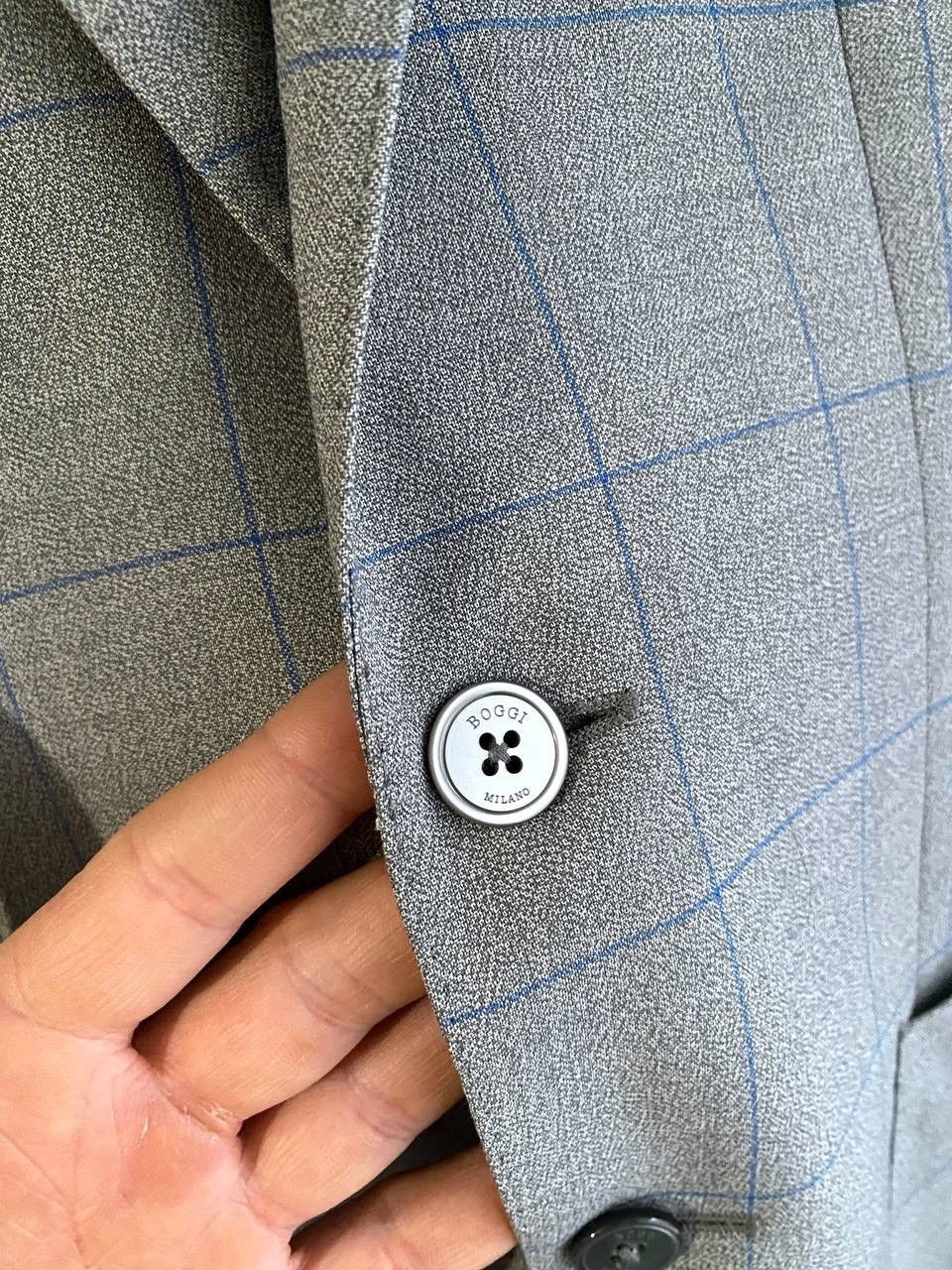 Boggi Boggi Milano 120's Wool Gray/Blue Сhecked Men's Blazer, 46R Size 46R - 8 Thumbnail