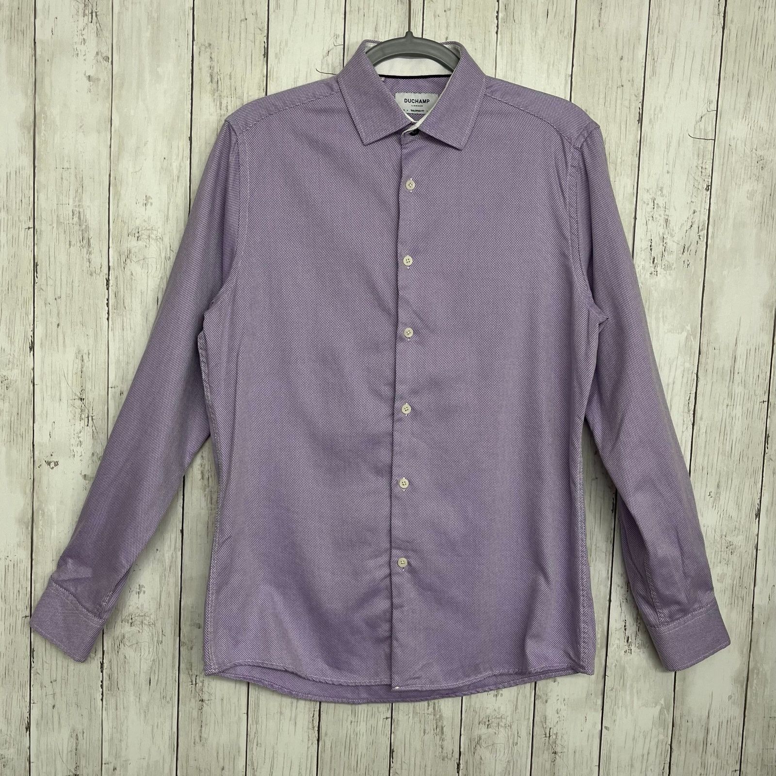 Duchamp Duchamp Purple Check Collared Button Up Dress Shirt 15.5 Size US M / EU 48-50 / 2 - 1 Thumbnail