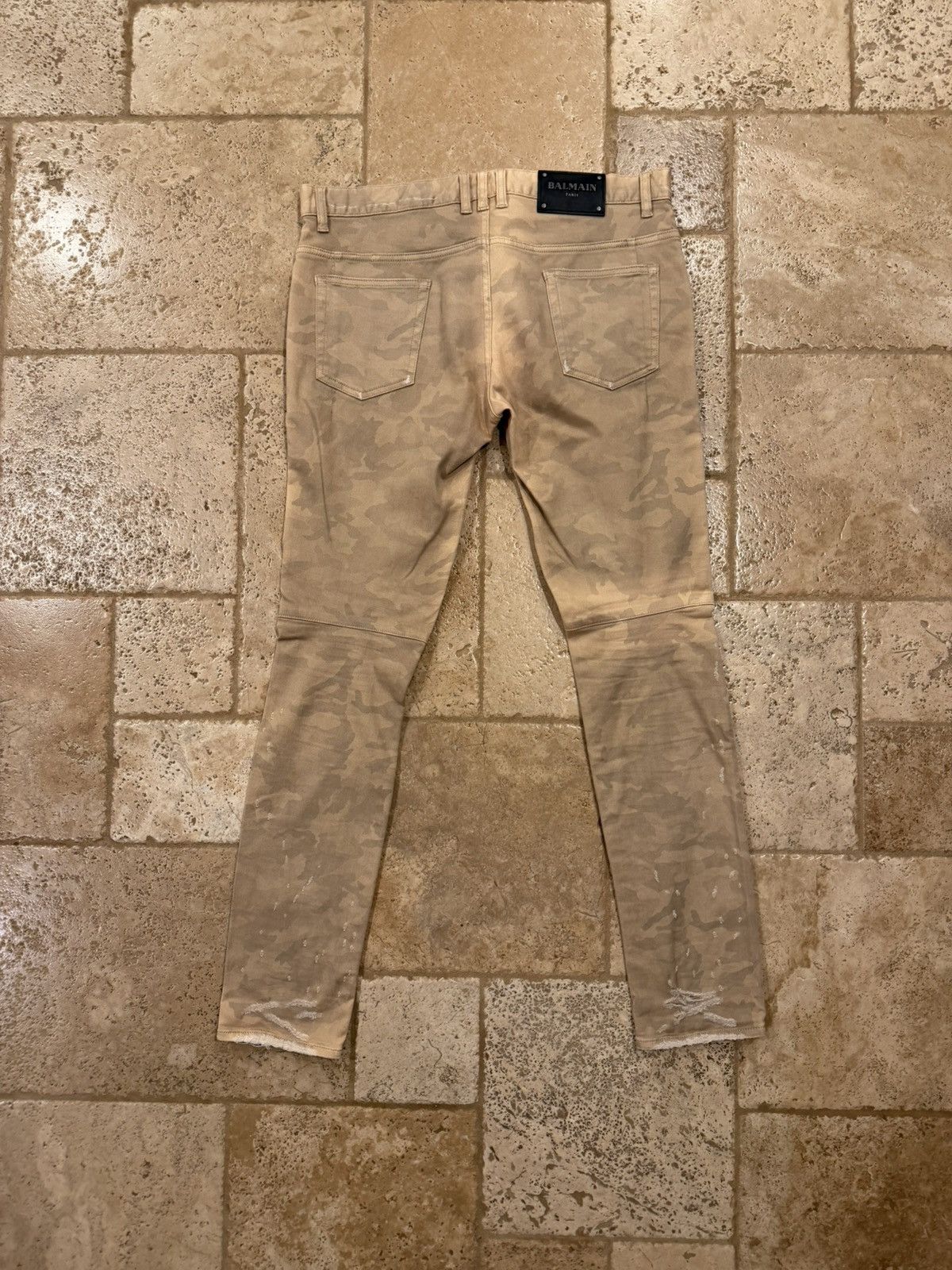 Balmain Balmain Biker Biege Desert Camo Moto Denim Pants Size US 33 - 7 Thumbnail