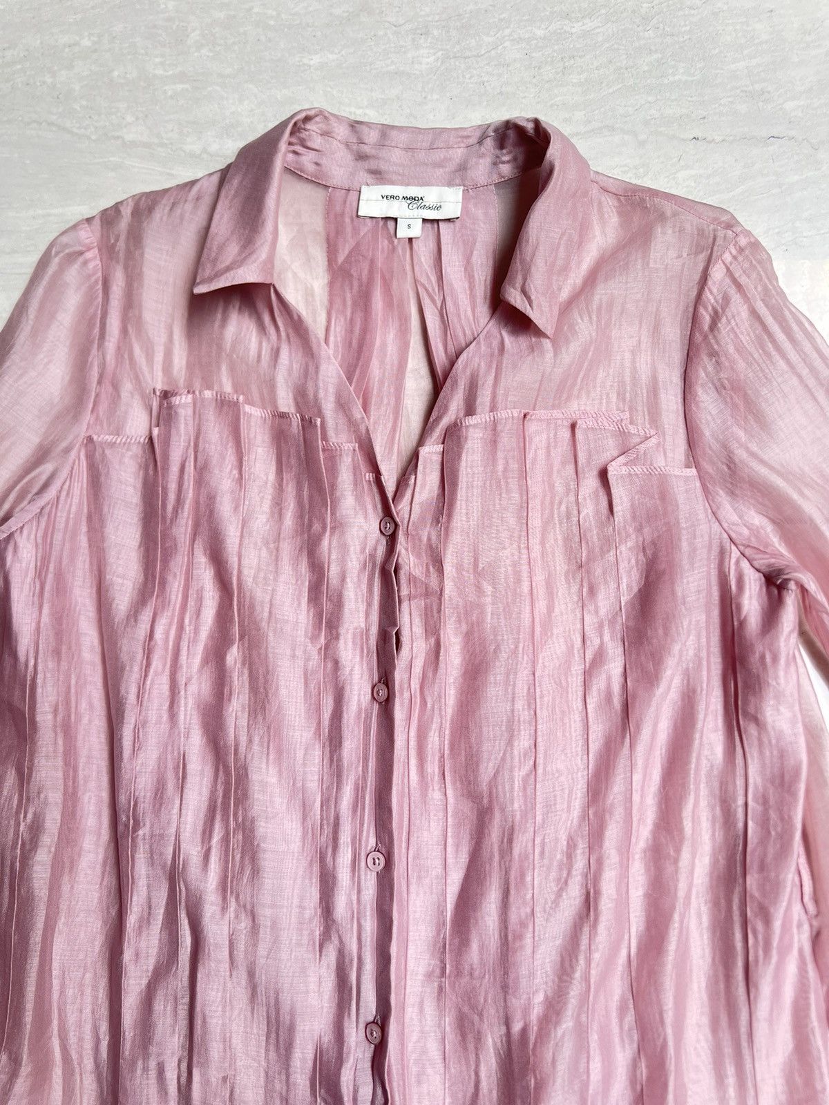 Other Vero Moda Classic Pink Pleats Dress Shirt Size US XS / EU 42 / 0 - 8 Thumbnail