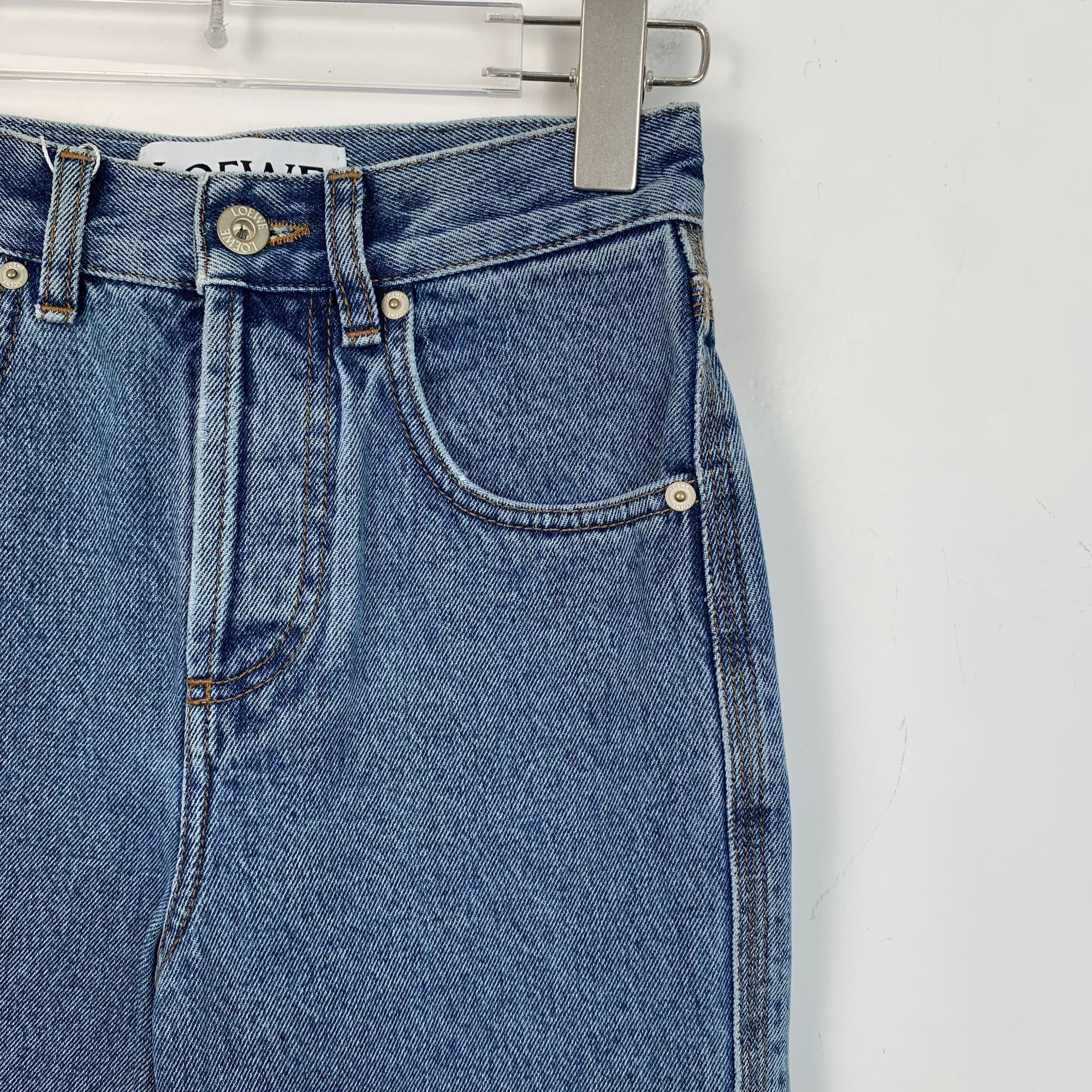 Loewe Loewe Blue Logo Embroidered Straight Leg Cotton Denim Trouse Size 32" / US 10 / IT 46 - 6 Thumbnail