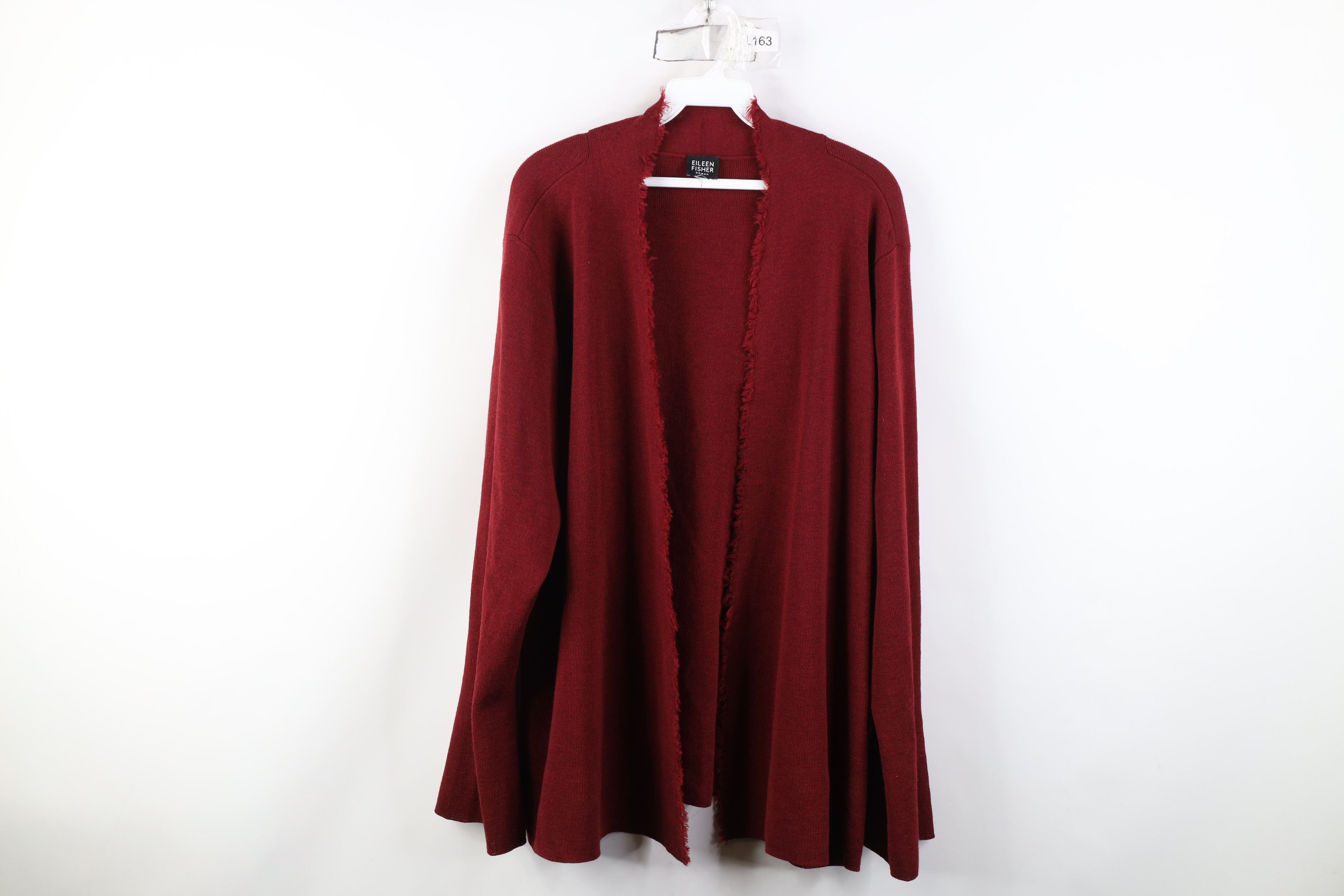 Eileen Fisher Eileen Fisher Knit Fringed Open Front Cardigan Sweater Red Size XL / US 12-14 / IT 48-50 - 1 Thumbnail