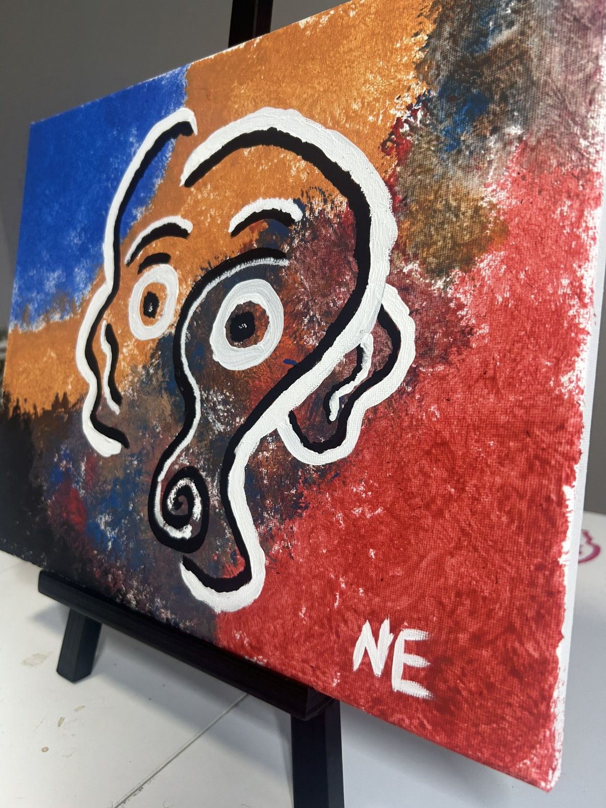 Handmade Distorted Face – Original Acrylic Artwork Size ONE SIZE - 2 Thumbnail