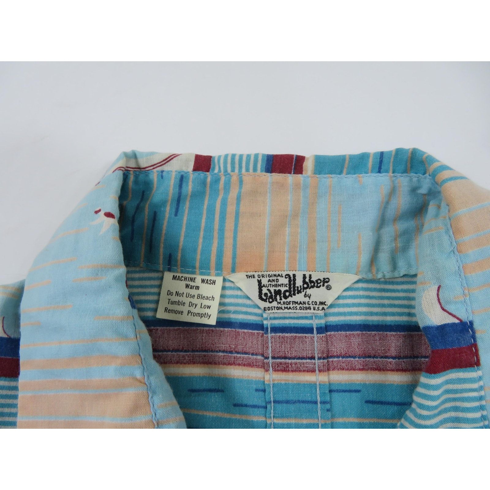 Other Land Lubber Hawaiian Shirt, Blue, Made in Hawaii Sz M 1970s Size L / US 10 / IT 46 - 3 Thumbnail