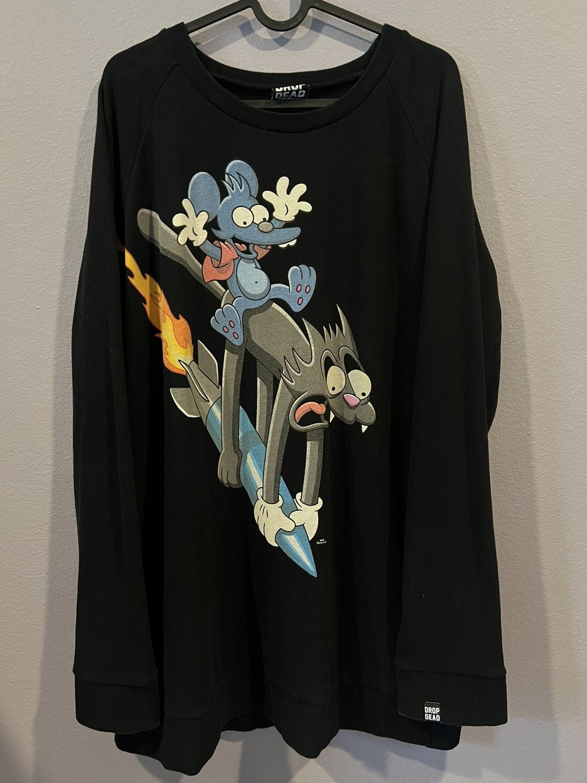 image of Drop Dead X The Simpsons What’S Nuked Pussycat? Crewneck in Black, Men's (Size Large)