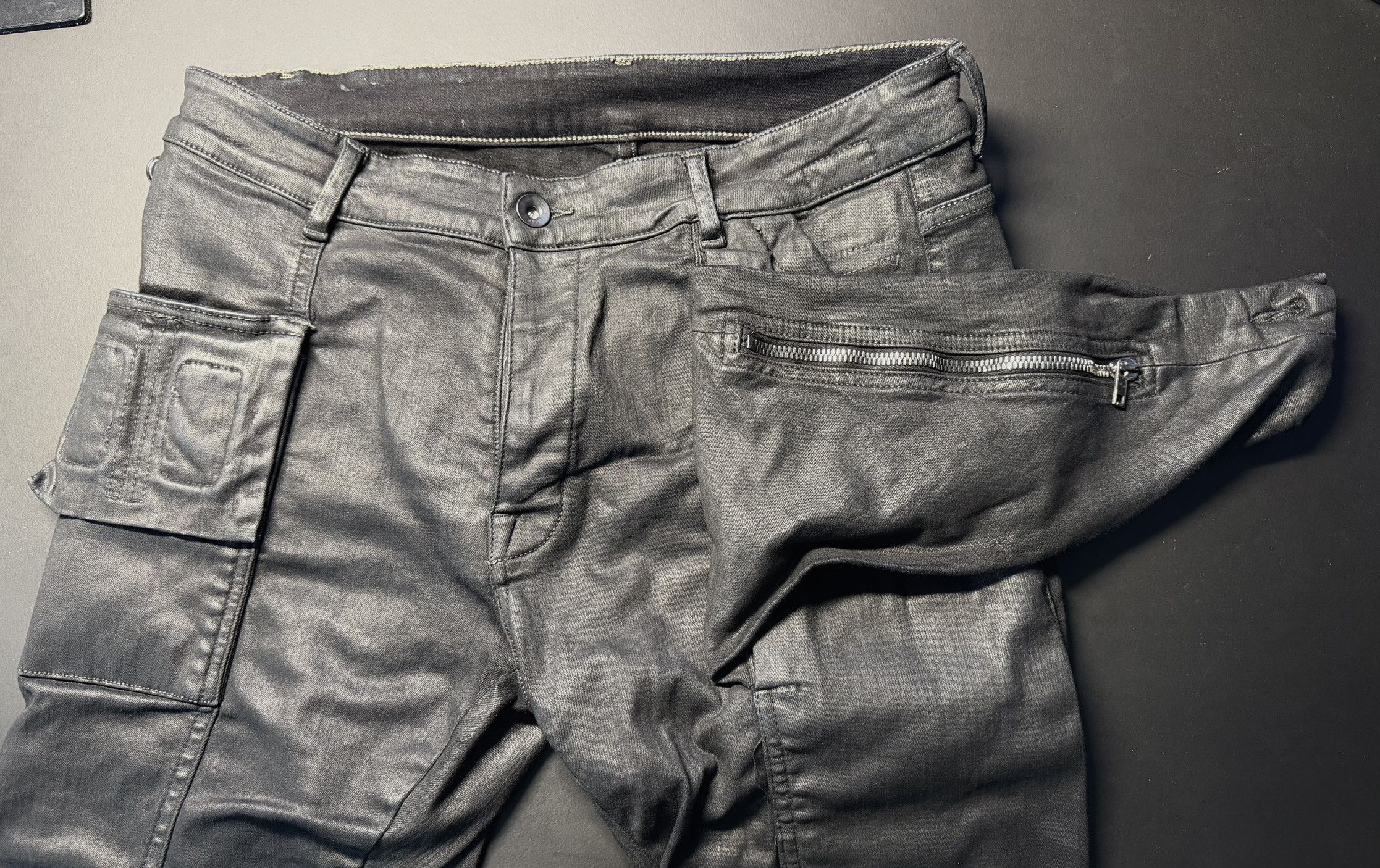 Rick Owens Drkshdw Rick Owens FW15 Memphis Waxed Cargo Denim Size 31 Size US 31 - 9 Thumbnail