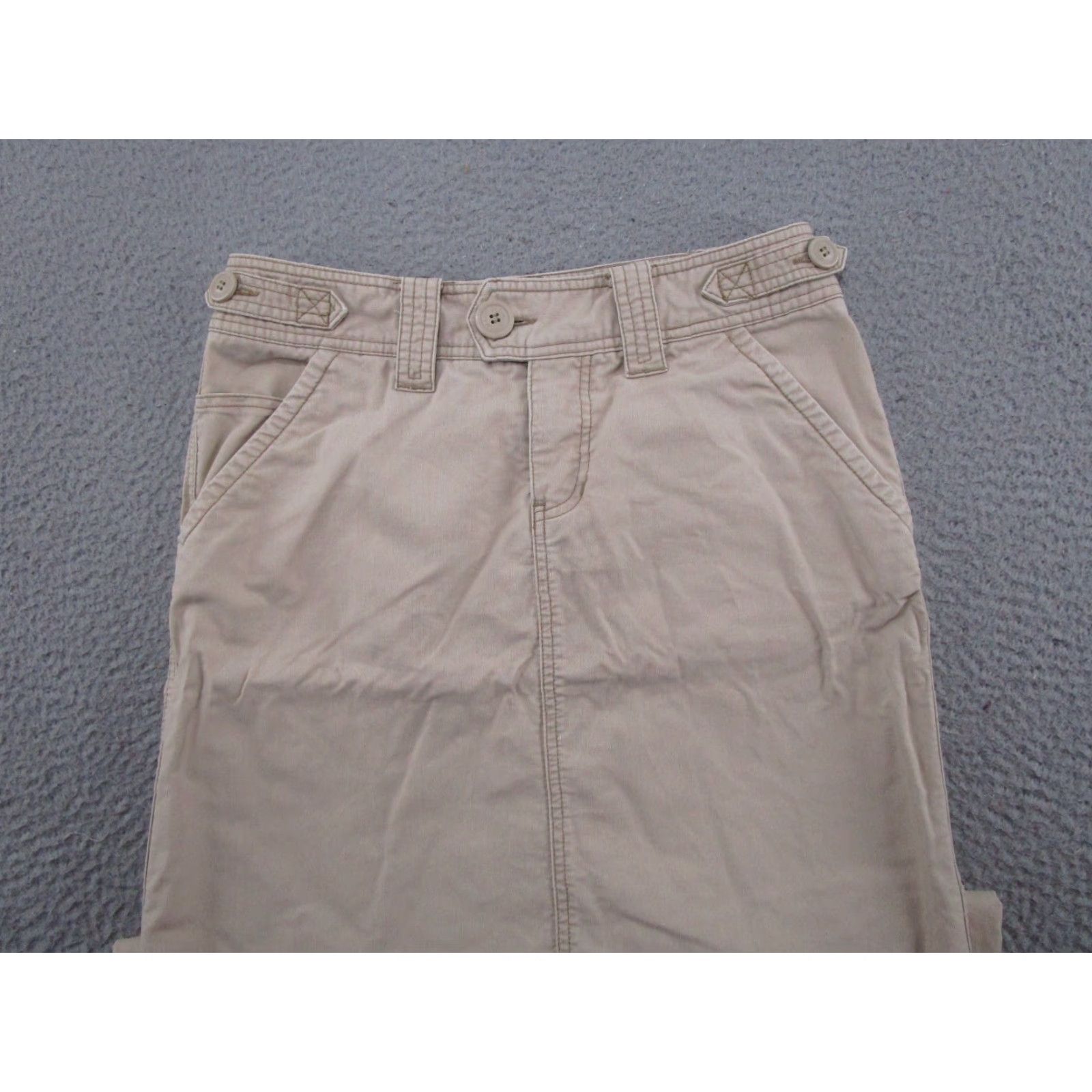 Vintage VTG Maurices Maxi Skirt Womens Size 4 Beige Cotton Back Slit Pockets Button 1990s City Preppy Fall Spring Summer Women Size 27" / US 4 / IT 40 - 4 Thumbnail