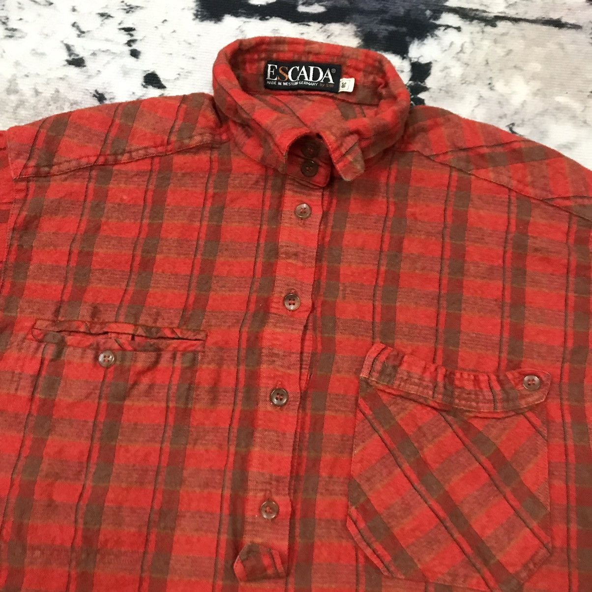 Designer × Escada × Japanese Brand Vintage 90s Escada Wool Pullover Flanel Shirt Button Up Size S / US 4 / IT 40 - 3 Thumbnail