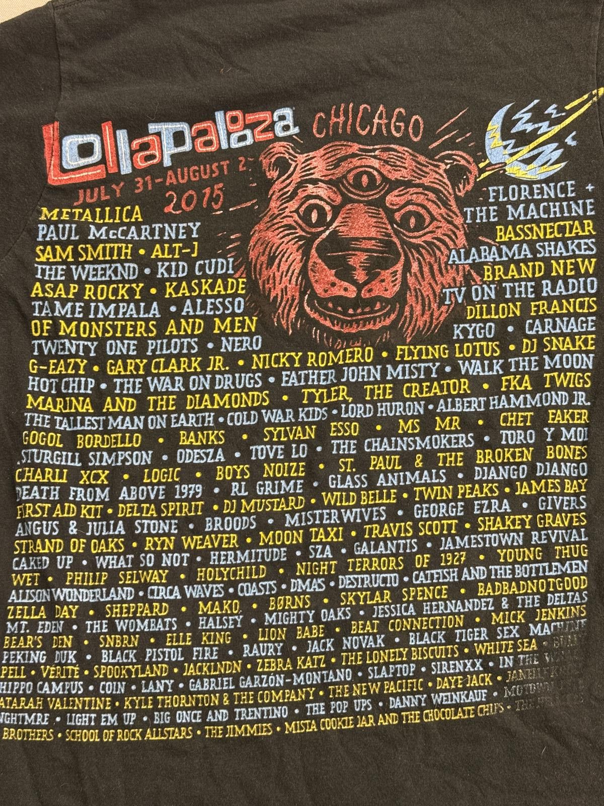 Delta Metallica Tour 2015 T-shirt Lollapalooza Line Up on Back -S Size US S / EU 44-46 / 1 - 6 Thumbnail