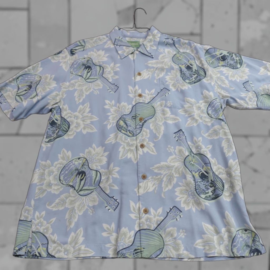 Tommy Bahama Tommy Bahama Shirt L Blue Silk Plaid Short Sleeve Button-Up Collared 100% Silk Mens Size US L / EU 52-54 / 3 - 1 Thumbnail