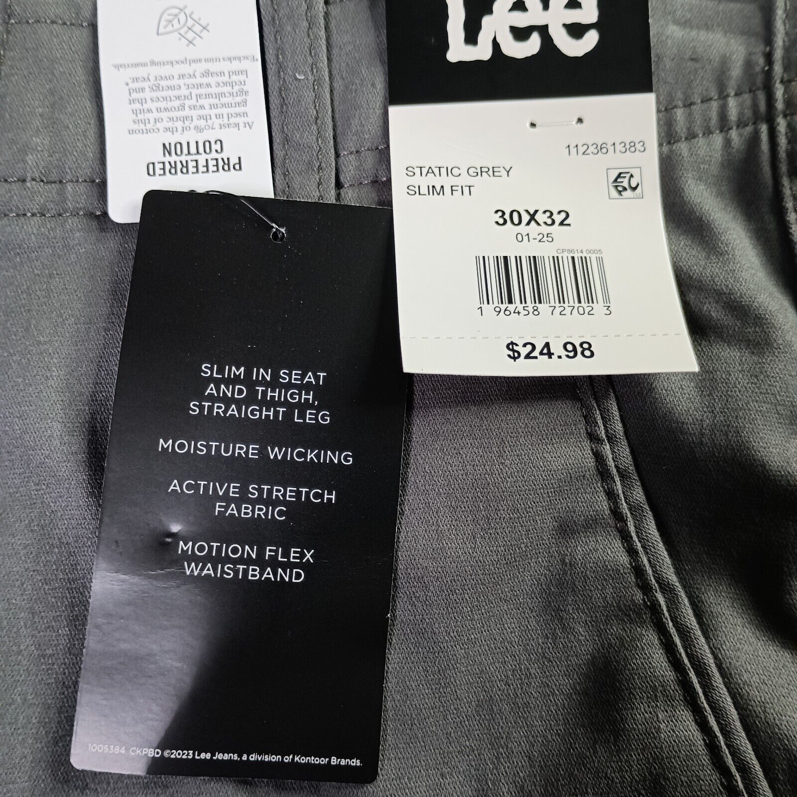 Lee Lee Chino Motion Flex Waistband Pants Men's 30x32 Gray Slim Size US 30 / EU 46 - 2 Thumbnail