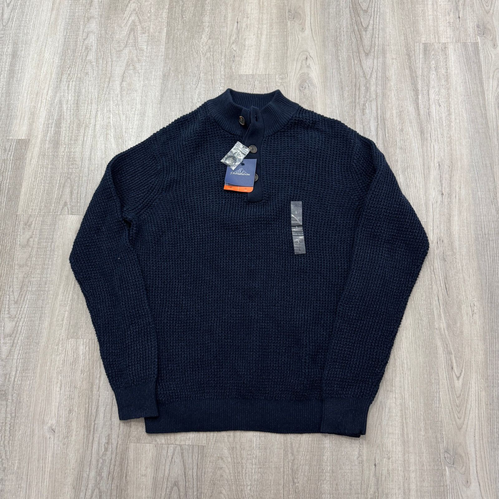 Croft & Barrow NEW Croft & Barrow Sweater Men's Large Blue Henley Pullover Size US L / EU 52-54 / 3 - 1 Thumbnail