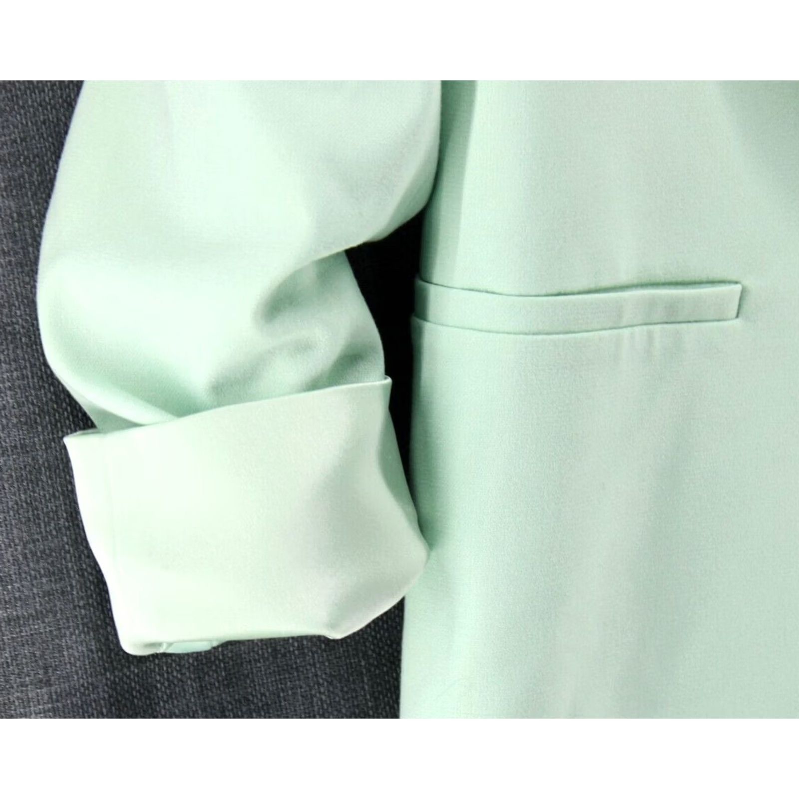 Alice + Olivia Alice + Olivia Women's Blazer Mint Green XS Denny Notch Collar Rolled Cuffs Boyfriend Size XS / US 0-2 / IT 36-38 - 6 Thumbnail