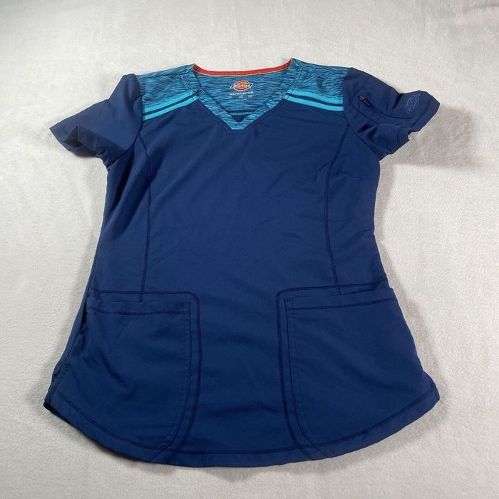 Dickies Dickies Scrubs Top Womens Extra Small Blue V Neck Lightweight
