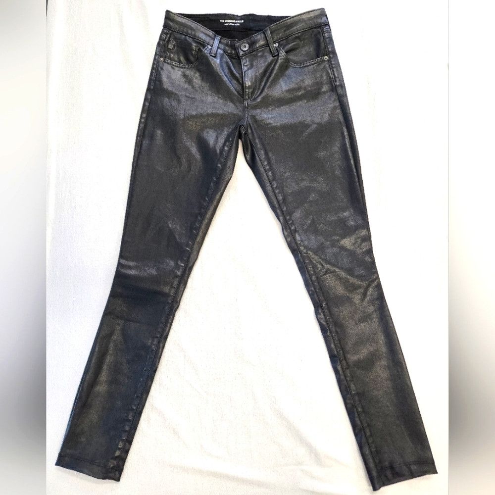 AG Adriano Goldschmied AG Women's Metallic Black Super Skinny Ankle Leggings Pants Size 26" / US 2 / IT 38 - 1 Thumbnail