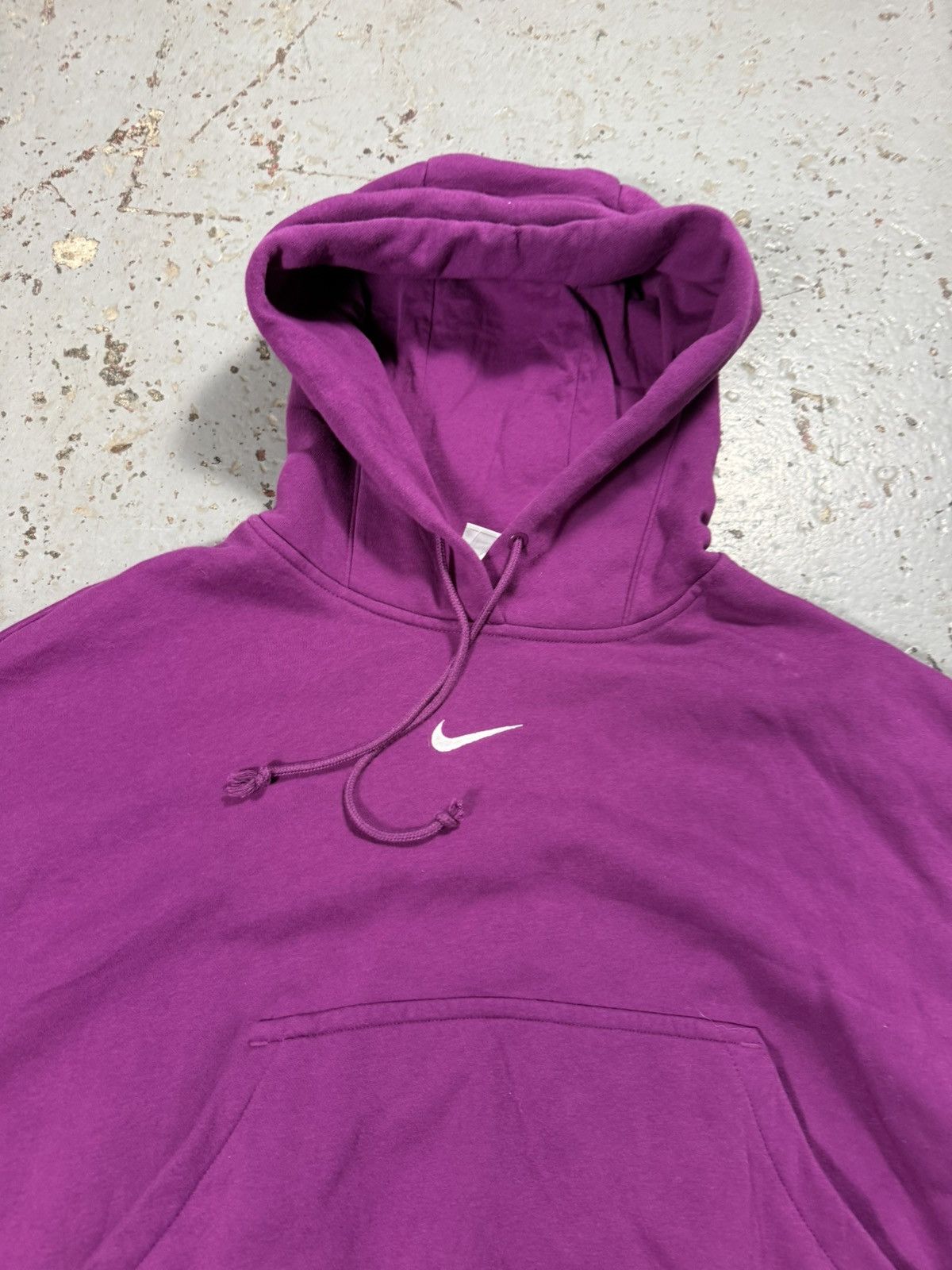 Nike Vintage Nike Centre Swoosh Hoodie Purple Boxy Fit Cropped Size US L / EU 52-54 / 3 - 2 Thumbnail