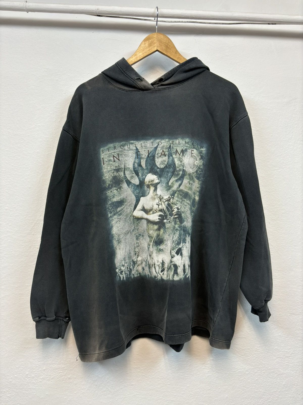 Band Tees × Vintage Vintage In Flames Hoodie Reroute To Remain Band Rock 90s Size US XL / EU 56 / 4 - 3 Thumbnail