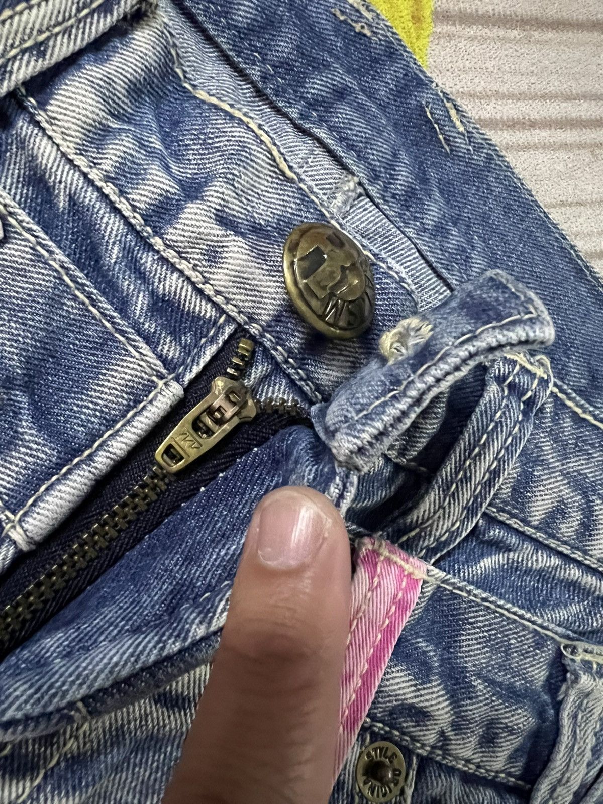If Six Was Nine 💥Double Waist💥Japanese Unbrand Distress Patchwork Jean Size US 31 - 13 Thumbnail