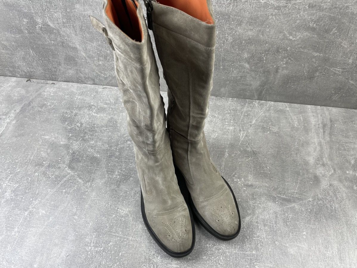 Santoni × Vintage Santoni Beige Half Brogue Suede Zip Belted Hight Boots Size US 9 / IT 39 - 4 Thumbnail