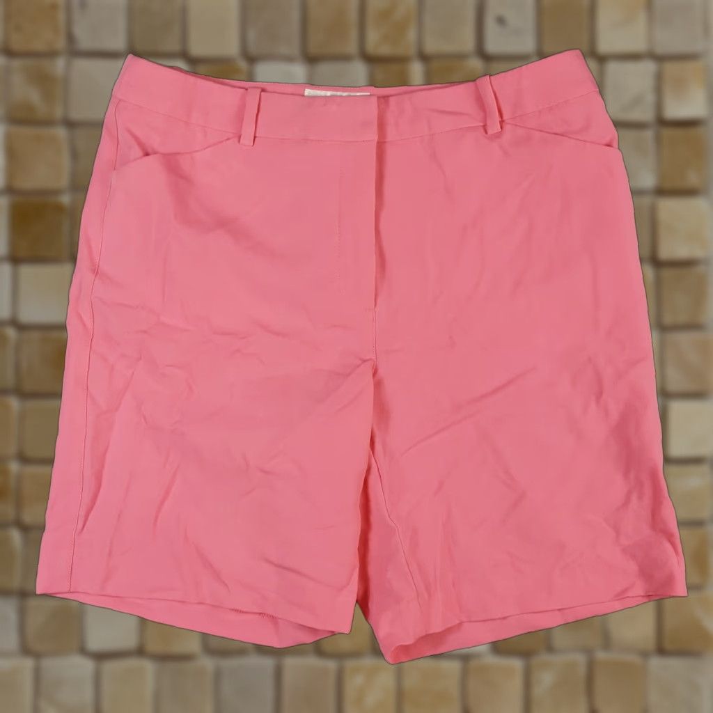 Pinko VINTAGE Y2K Preppy Pink Women's Bermuda Shorts Golf Tennis Breathable 10 Cotton Zip Button Logo Zipper Marquesa Teháma Size 32" / US 10 / IT 46 - 1 Thumbnail