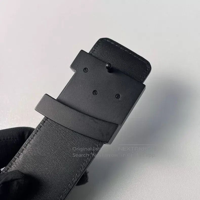 Louis Vuitton Louis Vuitton Black Checkerboard Letter Leather Belt Size ONE SIZE - 3 Thumbnail