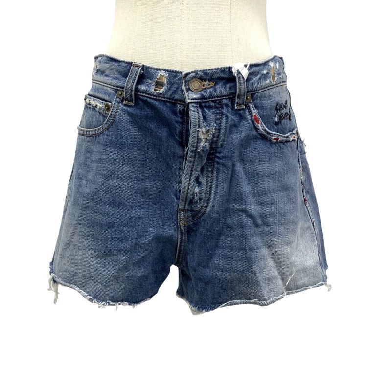Saint Laurent Paris Saint Laurent Distressed Denim Shorts Size 29 Size US 29 - 1 Thumbnail