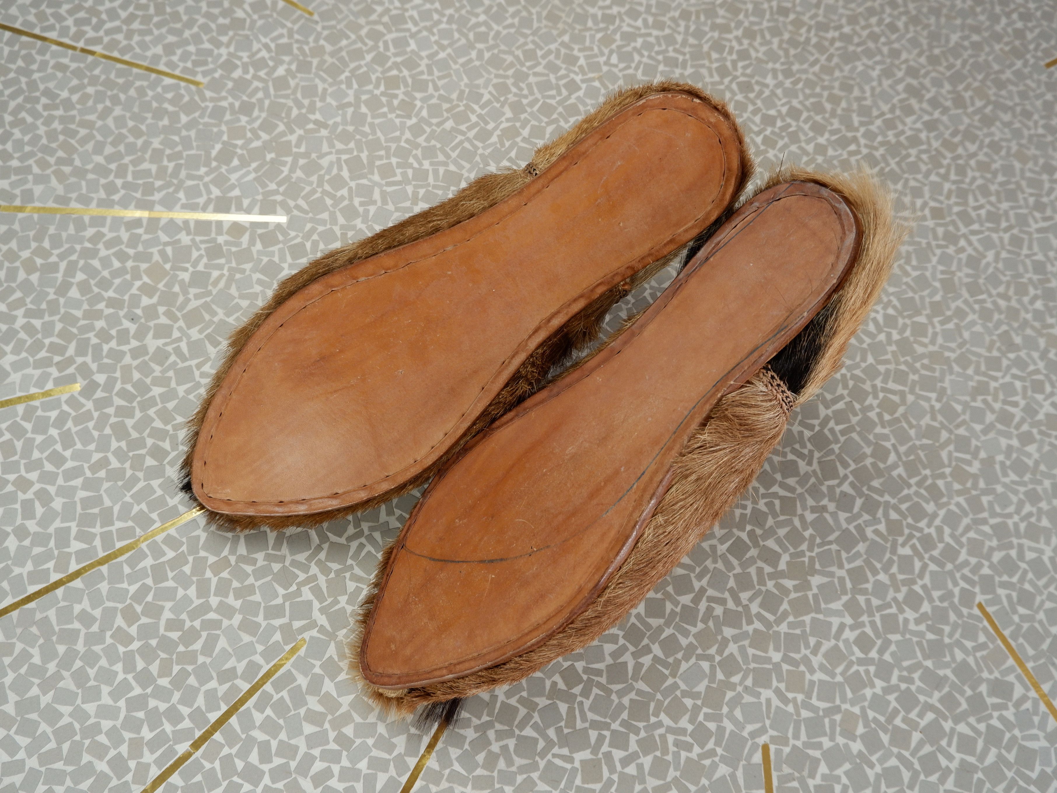 Handmade Last drop! Moroccan goat hair slippers babouche Size US 9 / EU 42 - 10 Thumbnail