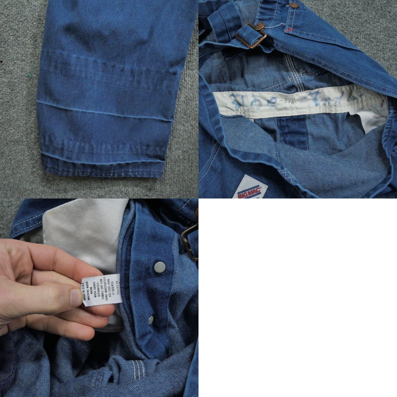 Vintage VINTAGE Big Mac Overalls Mens 34x28 Blue Denim Pants Workwear Bib 90s Mens Size US 35 - 9 Thumbnail