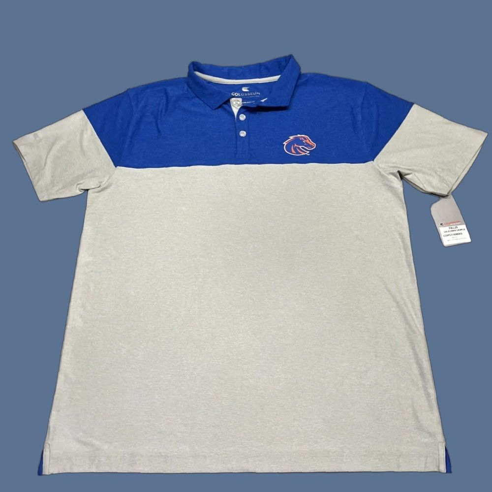 Vintage VINTAGE Colosseum Boise State Polo Shirt Mens Size L Blue Cotton Microfiber Short Sleeve Round Neck Classic Regular Rare Salesman Sample Size US L / EU 52-54 / 3 - 1 Thumbnail