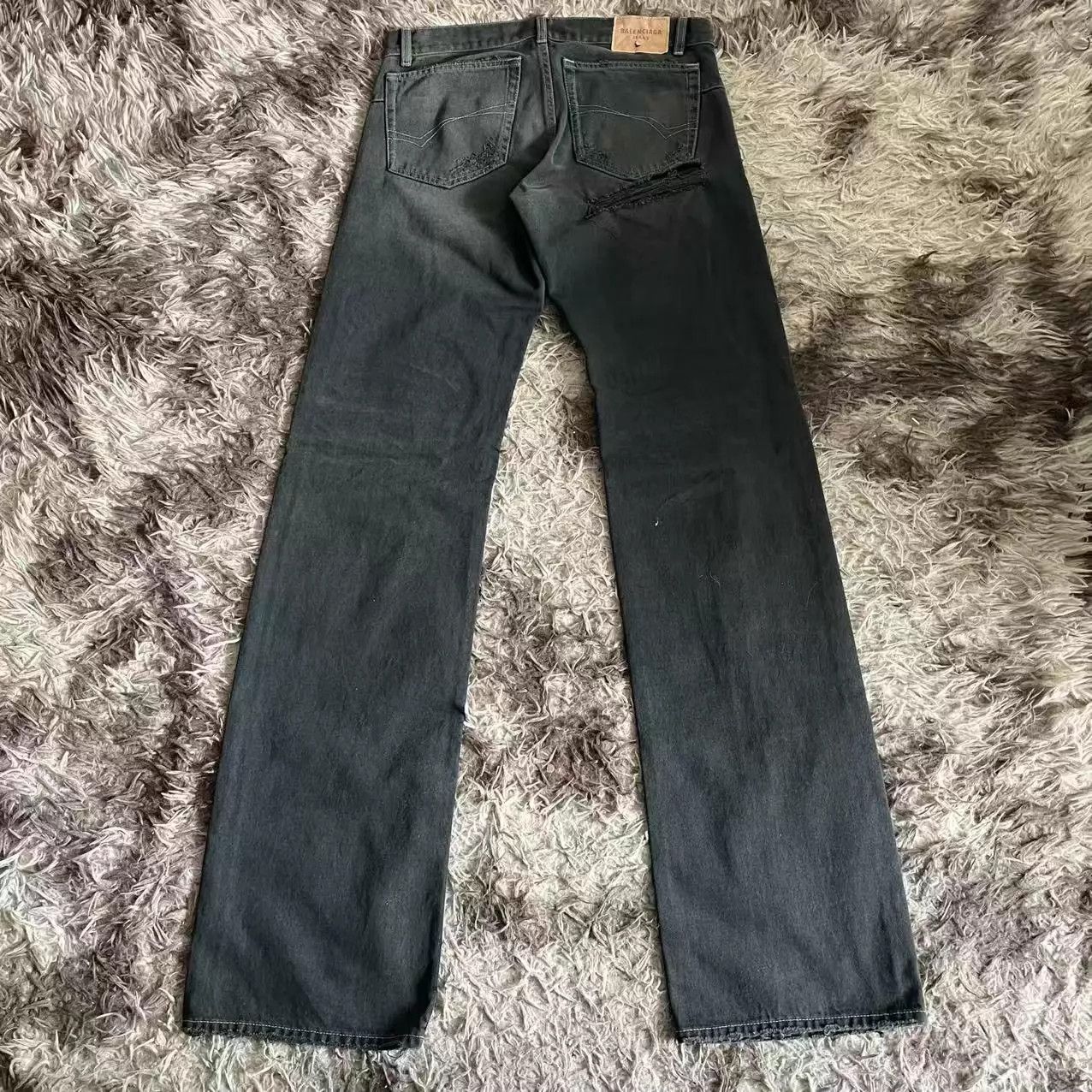 Balenciaga Balenciaga 25 Low Rise Ripped Black Slim Straight Jeans S Size US 29 - 2 Thumbnail